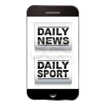 Smart phone with news and sport newspaper icon