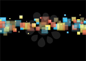Black background with rainbow band in modern square element
