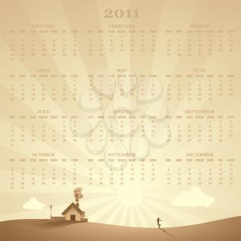 Royalty Free Clipart Image of a Rural 2011 Calendar
