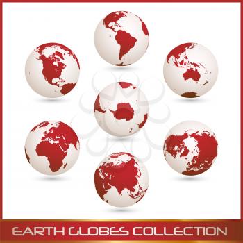 Royalty Free Clipart Image of a Set of Red and White Globes