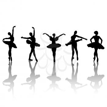 Royalty Free Clipart Image of Ballerina Silhouettes