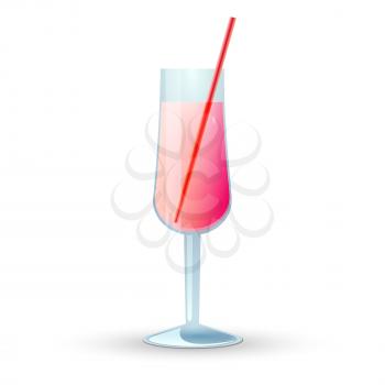Royalty Free Clipart Image of a Glass With a Pink Drink