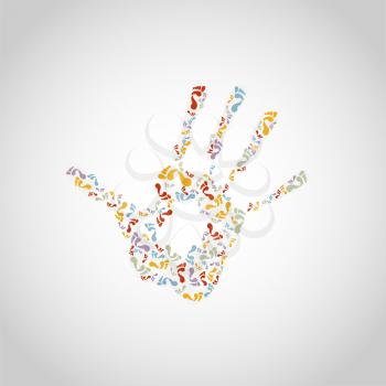 Royalty Free Clipart Image of a Flower Handprint