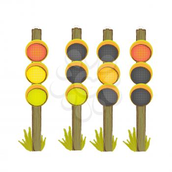 Royalty Free Clipart Image of a Set of Semaphore Lights