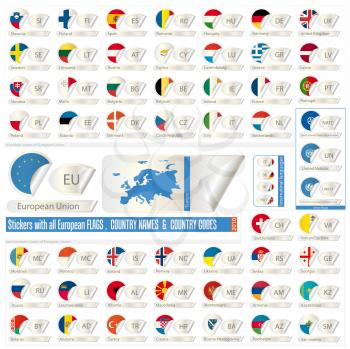 Royalty Free Clipart Image of a Stickers of European Flags