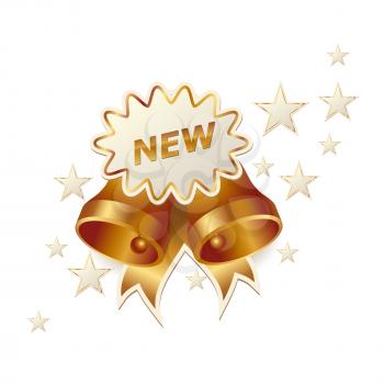 Royalty Free Clipart Image of Bells and Stars