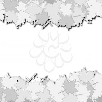 Royalty Free Clipart Image of a White and Grey Background With Maple Leaves