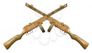 Royalty Free Clipart Image of Guns Crossed