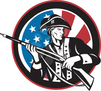 Royalty Free Clipart Image of an American Revolutionary With a Rifle