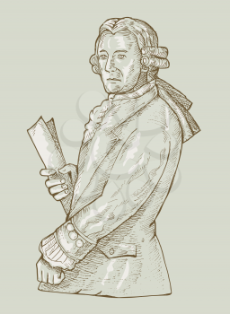 Royalty Free Clipart Image of a Gentleman in a Powdered Wig