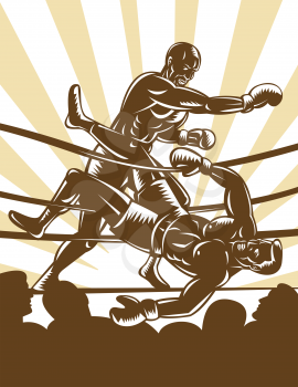 Royalty Free Clipart Image of a Boxing Match