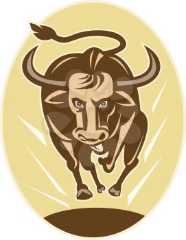 Royalty Free Clipart Image of a Charging Bull