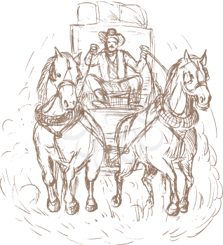 Royalty Free Clipart Image of a Western Stagecoach