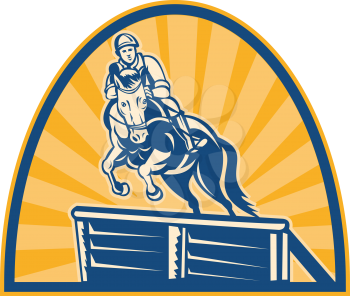 Royalty Free Clipart Image of an Equestrian Show Jumper