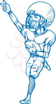 Royalty Free Clipart Image of a Football Player Making a Victory Sign