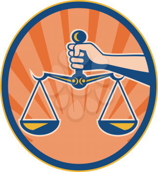 Royalty Free Clipart Image of a Hand Holding Scales