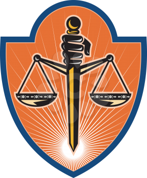 Royalty Free Clipart Image of Scales on a Badge