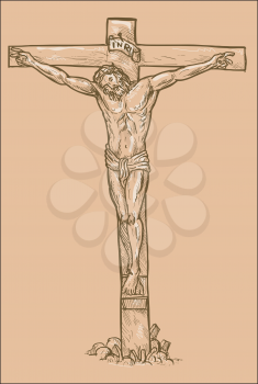 Royalty Free Clipart Image of a Christ on the Cross