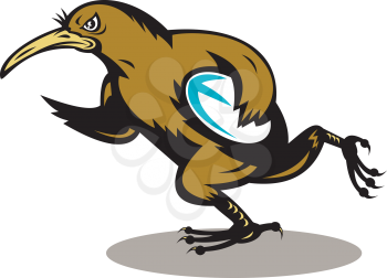 Royalty Free Clipart Image of a Running Kiwi Rugby Player