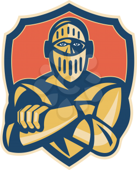 Royalty Free Clipart Image of a Knight With His Arms Crossed