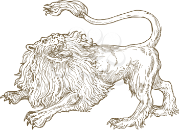 Royalty Free Clipart Image of a Roaring Lions