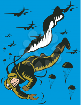 Royalty Free Clipart Image of a Parachuter