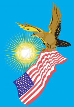 Royalty Free Clipart Image of an American Eagle With a United States Flag