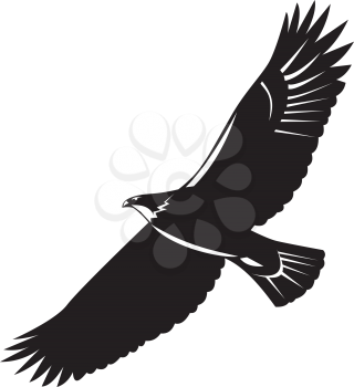 Royalty Free Clipart Image of a Silhouette of an Eagle