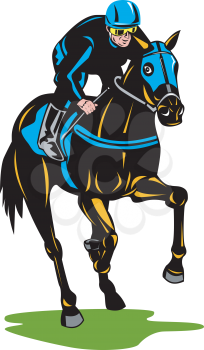 Royalty Free Clipart Image of a Horse and Jockey