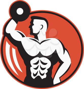 Royalty Free Clipart Image of a Bodybuilder With a Dumbbell