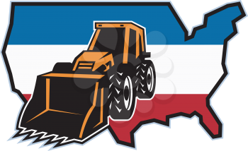 Royalty Free Clipart Image of a Loader on a Red, White and Blue Map of America