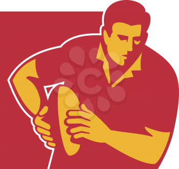 Royalty Free Clipart Image of a Rugby Player With the Ball