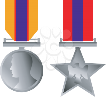 Royalty Free Clipart Image of Two Medals