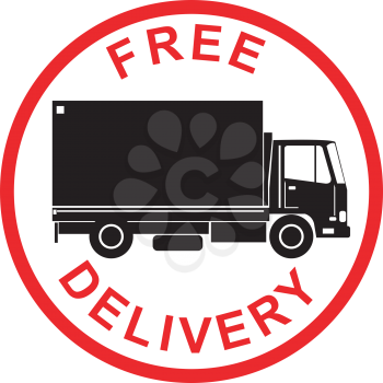 Royalty Free Clipart Image of a Free Delivery Stamp With a Van