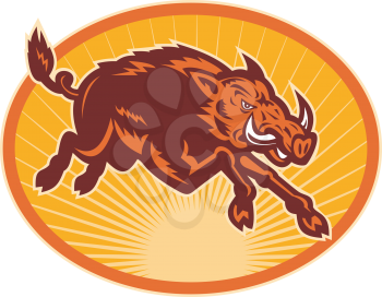 Royalty Free Clipart Image of a Charging Boar