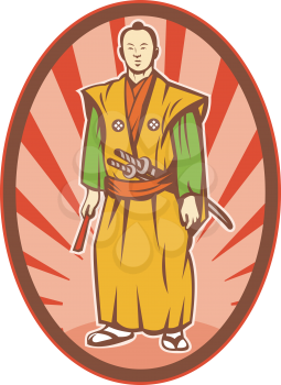 Royalty Free Clipart Image of a Samurai Warriot