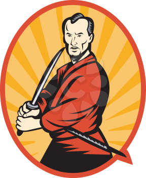 Royalty Free Clipart Image of a Samurai Warrior