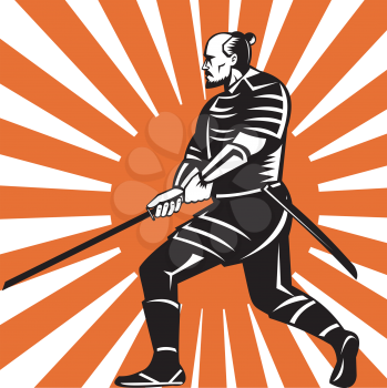 Royalty Free Clipart Image of a Samurai Warrior