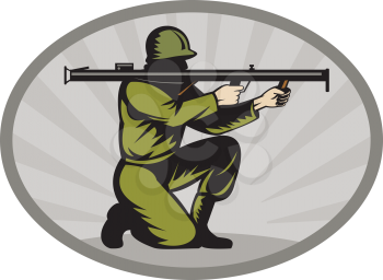 Royalty Free Clipart Image of a Solider With a Bazooka
