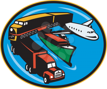 Royalty Free Clipart Image of a Variety of Transportation