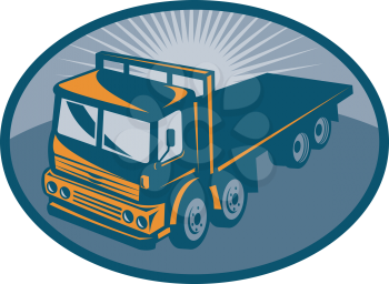 Royalty Free Clipart Image of a Flatbed Truck