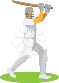 vector illustration of a cricket player batsman batting done in retro style.