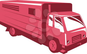 vector illustration of a horse truck trailer viewed from the front done in retro style.