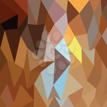 Low polygon style illustration of dark tangerine abstract geometric background.