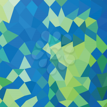 Low polygon style illustration of a dark cyan abstract geometric background.