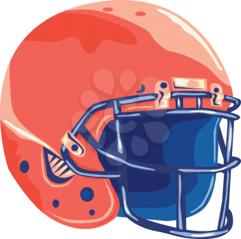 WPA style illustration of an american football helmet viewed from the side set on isolated white background done in retro style. 