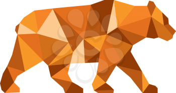 Low polygon style Illustration of an American black bear,Ursus americanus, a medium-sized bear native to North America viewed from side set on isolated white background. 