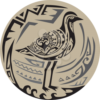 Tribal Art style illustration of a Pacific golden plover, Pluvialis fluva or kolea, a medium-sized plover standing viewed from the side set inside circle. 