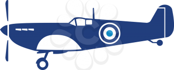 Illustration of a world war two fighter airplane spitfire viewed from the side set on isolated white background done in retro style. 