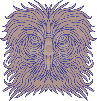 Mono line style illustration of the great Philippine eagle also known as the monkey-eating eagle,  an eagle of the family Accipitridae endemic to forests in the Philippines head viewed from the front 